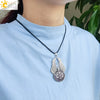 Csja Amethysts Stone Pendant Women Angel Wings Necklaces Flower of Life Necklace Wrapped Crystal Angel Caller - Image 3