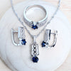 Silver Bridal Jewelry Sets Women Costume Zirconia Jewellery Wedding Rings Earrings Bracelet Pendant Necklace - Image 2