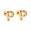 Stainless Steel Initials Letters A-Z Stud Earrings For Women Girls Gold Color Cubic Zirconia Small Mini Earrings Gifts - Image 15