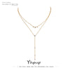 Bling Cubic Zirconia Layered Long Pendant Necklace Women Stainless Steel Chain Choker Necklace Accessories - Image 1