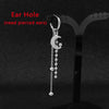 1 PC Boy Korean Punk Stainless Steel Cross Hoop Earring For Men Long Chain Tassel Leaf Moon Rock Hip Hop Piercing Stud Jewelry - Image 4