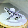 Silver X V Letter Rings Full Cubic Zirconia Women Girl Elegant Finger Ring - Image 5