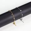 Stainless Steel Link Bracelet with Cubic Zirconia Charms in Gold-Tone or Silver-Tone - Image 3