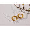 Stainless Steel Round Star CZ Hoop Earrings Cubic Zirconia Golden Huggie Texture Jewelry Gift - Image 4