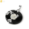 Jade Necklace Stones Pendant Flower Leaf Amethyst Rose Pink Quartz Black Onyx Crystal Donut Necklaces Jewelry - Image 24