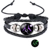 12 Zodiac Sign Glow in The Dark bracelet Bangle For Women Men Glass Constellations Charm Leather Rope Chains Jewelry - Image 11