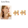 Stainless Steel Initials Letters A-Z Stud Earrings For Women Girls Gold Color Cubic Zirconia Small Mini Earrings Gifts - Image 5