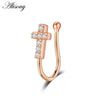 1pc Zirconia Fake Piercing Clip Nose Ring Body Jewelry for Women Ear Cuffs Heart Cross Star Leaf Flowers Clip Nose Rings - Image 21