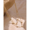 Cubic Zirconia Bead Chic Double Layered Jewelry Necklace Stainless Steel Collar Women Necklace Party Gift - Image 2