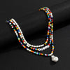 Boho Asymmetry Colorful Beads With White Imitation Pearl Choker Necklaces for Men Summer Rainbow Letter Necklace Jewelry - Image 4