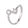 Buyee Silver Female Ring Finger White Zircon A-Z Letter Open Ring for Women Party Jewelry Circle - Image 22