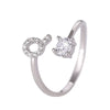 Buyee Silver Female Ring Finger White Zircon A-Z Letter Open Ring for Women Party Jewelry Circle - Image 20