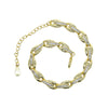 Gold Color European Women Jewelry Micro Pave CZ Oval Beaded Link Chain Bracelet - Image 6