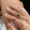 Women Star Signet Rings, Gold Color Stainless Steel Round Finger Band, CZ Stone Star Girl Anel - Image 3