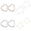 Hollow Heart Big Hoop Earrings for Women Punk Personality Clip On Earrings Metal Star Girls Ear Jewelry - Image 1