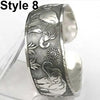 Chinese Style Vintage Tibetan Silver Elephant Carved Flower Geometric Open Bangle Cuff Wide Bracelet Jewelry Gift For Women - Image 6