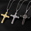 Male Crystal Cross Jesus Pendant Gold/Black/Blue Color Zirconia Necklace Stainless Steel Jewelry - Image 4