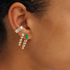 Green Tear Drop Cubic Zirconia CZ Station Link Tassel Chain Women Dangle Earring - Image 4