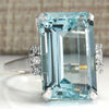 Oversize Sky Blue Square Cubic Zirconia Crystal Ring for Women Jewelry Cocktail Party Size 5-12 - Image 2