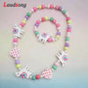 Cartoon Colorful Wooden Unicorn Flower Animal Child Sweater Necklace Bracelet Girl's Gifts Children's Jewelry 2pc - Image 3