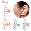 1PC Zircon CZ Leaf Heart Star Flower Ear Studs Cartilage Earring for Women Stainless Steel Small Ear Piercing Jewelry - Image 5