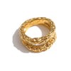 Stainless Steel Round Rings For Women Gold Texture Metal Plated Statement Jewelry Pour Gift - Image 7