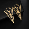 Vintage Triangle Hoop Earrings for Women Cross Stainless Steel Jewelry Moon Accessories Birthday Mother Gifts - Image 1