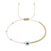 Evil Eye Bracelet Miyuki Dainty Tiny Beaded Simple Bracelets for Women Jewelry Gold White Color Adjustable Rope - Image 3