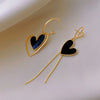Korean Asymmetric Hollow Black Heart Dangle Earrings For Women Temperament Exaggerated Drop Earrings Party Jewelry - Image 6