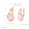 Hot Pink Zircon Water Drop Earrings For Women Rose Gold Color Bride Daily Jewelry - Image 2