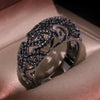 Exaggerated Personality Ring Tungsten Black Zircon Hollow Woven Pattern Retro Ring Wedding Ring Jewelry Gift Ladies Ring - Image 1