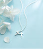Modian Shiny Zircon and Glossy Cross Pendant Necklace for Women Pure 925 Sterling Silver Long Chain Necklace Jewelry