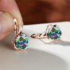 Mystic Rainbow Zircon Flower Earrings Multicolor Crystal Round Stone Hoop Earrings Rose Gold Color Engagement Earrings For Women - Image 1