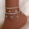 Shining Crystal Maple Leaf Anklets for Women Gold Silver Color Full Rhinestone Tennis Chain Ankle Bracelet Jewelry Gift - Image 1
