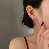 Christmas Red Zircon Crystal Bow Stud Earrings For Women Heart Shape Bowknot Christmas Earring Year Festival Jewelry - Image 2