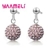 Silver Earrings Austrian Crystal Pave Disco Ball Hoop Lever Back Huggie Women Girls Jewelry - Image 19