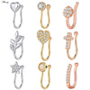 1pc Zirconia Fake Piercing Clip Nose Ring Body Jewelry for Women Ear Cuffs Heart Cross Star Leaf Flowers Clip Nose Rings - Image 1