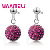 Silver Earrings Austrian Crystal Pave Disco Ball Hoop Lever Back Huggie Women Girls Jewelry - Image 25