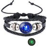 12 Zodiac Sign Glow in The Dark bracelet Bangle For Women Men Glass Constellations Charm Leather Rope Chains Jewelry - Image 28
