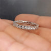 Slim Brass Band Ring with Cubic Zirconia Accents in Gold-Tone or Silver-Tone - Image 2