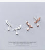 Modian Classic 925 Sterling Silver Angel Wings Rose Gold Color Charm Stud Earrings for Women Dazzling Cubic Zircon Jewelry