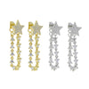 Christmas Gift Jewelry Cubic Zirconia Iced Out Sparking Tassel CZ Chain Star Charm Women Earring - Image 1