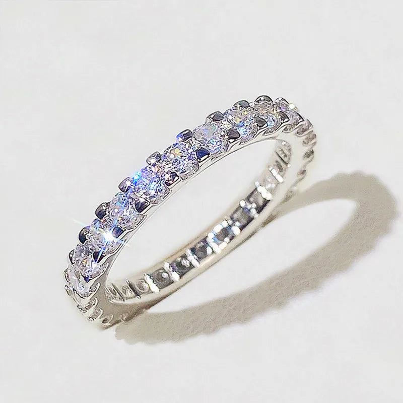 Bling Bling Promise Rings with Round CZ Delicate Low-key Wedding Ring for Women Silver Color Jewelry - Image 1