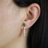 Green Tear Drop Cubic Zirconia CZ Station Link Tassel Chain Women Dangle Earring - Image 6