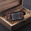 Charm Wide Leather Bracelet Men Punk Braided Rope Alloy Cuff Bangle Male Wristband Viking Bracelet Mens Jewelry with wood box - Image 7