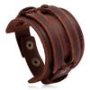 Leather Wide Cuff Bangles Punk Vintage Three Layers Wide Black Brown Men Jewelry Bracelets - Image 18