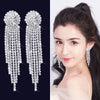 Long Tassel Drop Earrings for Women Silver Color Rhinestone Crystal Hanging Dangle Earring Bridal Wedding Jewelry - Image 37