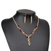 Gold Color Red Crystal Wedding Party Jewelry Sets for Women Accessories Charm Necklace Earrings Bridal Jewelry Sets - Image 3
