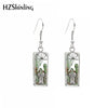 Rectangle Hook Earrings Glass Cabochon Frog and Toad Pattern Stainless Steel Earrings Jewelry - Image 7