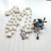 Long Pearl-Style Rosary Necklace with Cross Pendant - Image 4